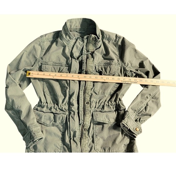 Gap Y2k Army Green Utility Jacket Military Anorak Drawstring Waist Lightweight - Picture 5 of 10